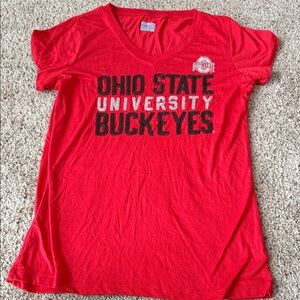 Ohio State Buckeyes Women's Red V-Neck Tee